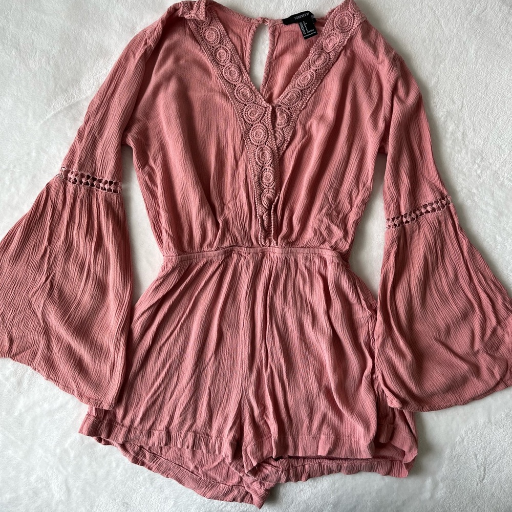Pink lace romper